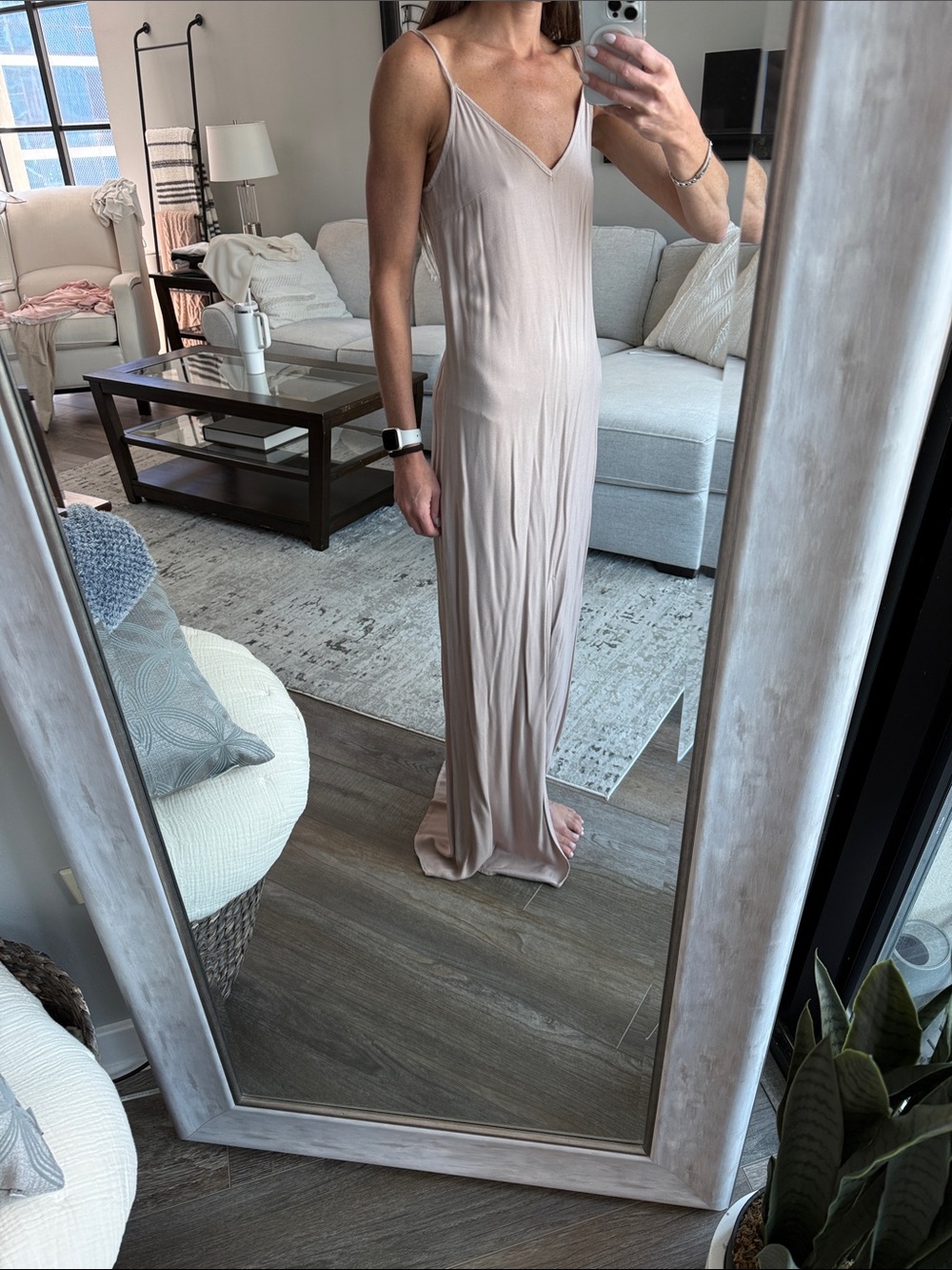LAmade Nude/Taupe Maxi Slip Dress